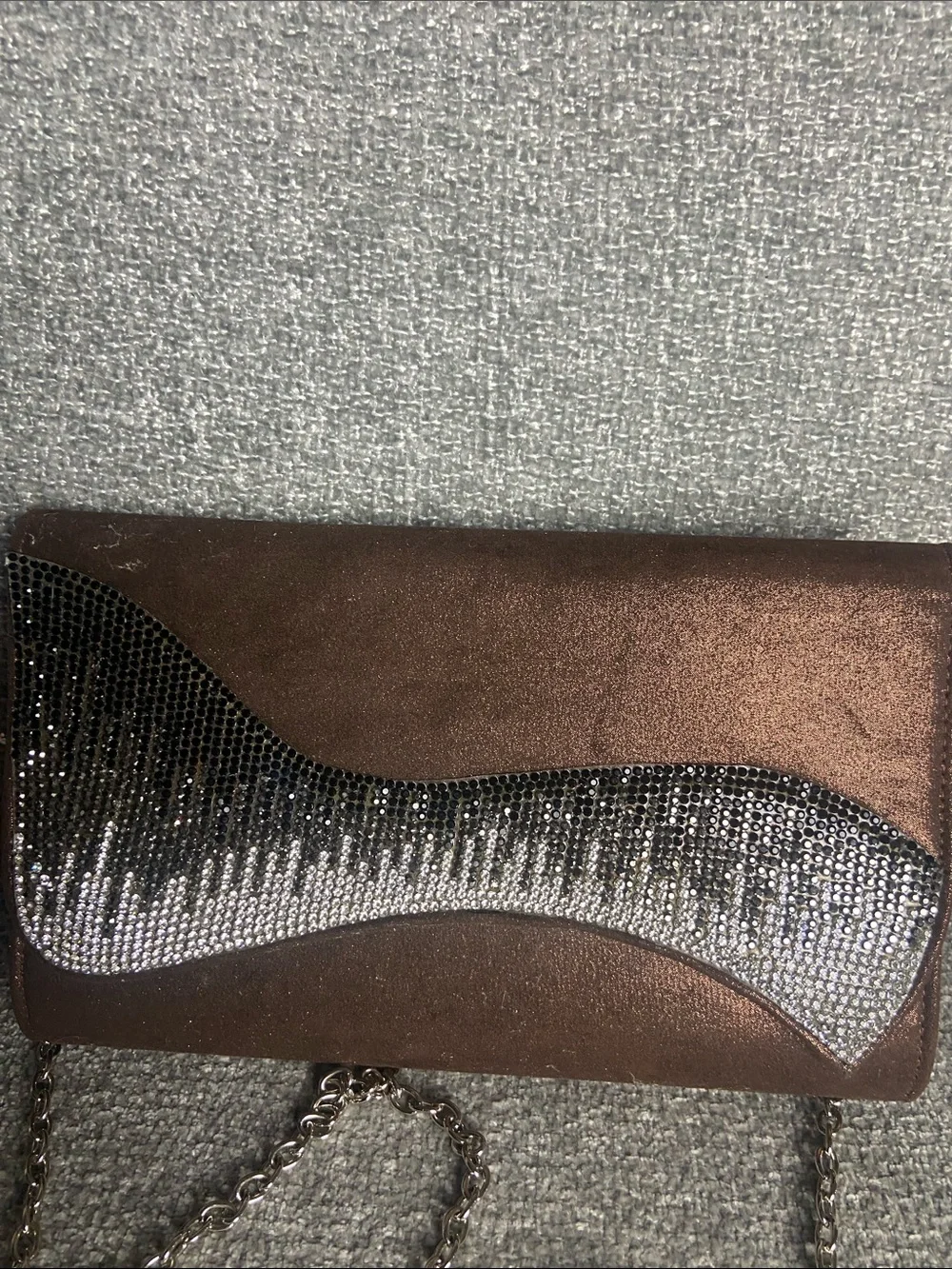 Gianni Bini Bronze Evening Clutch with Silver Crystal Wave